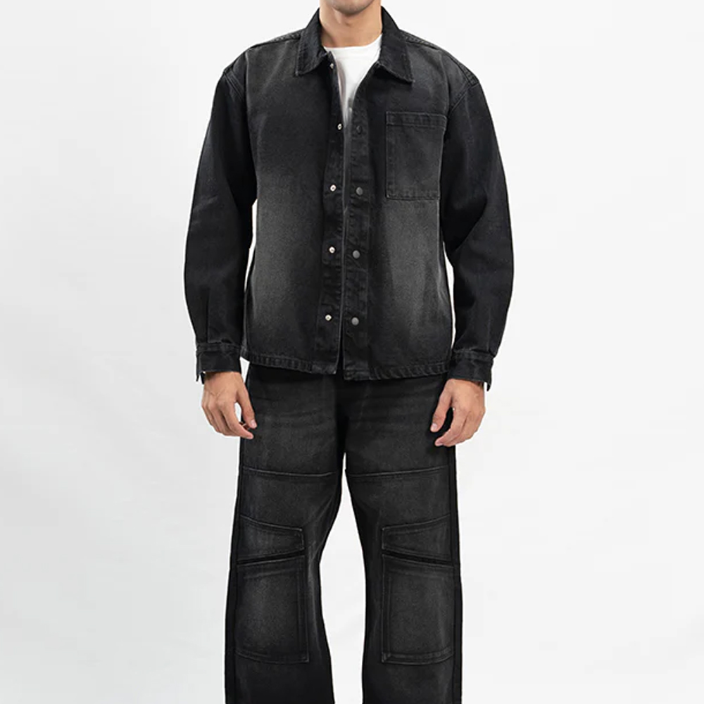 tfgh Basic Denim Shirt - Black - Image 1