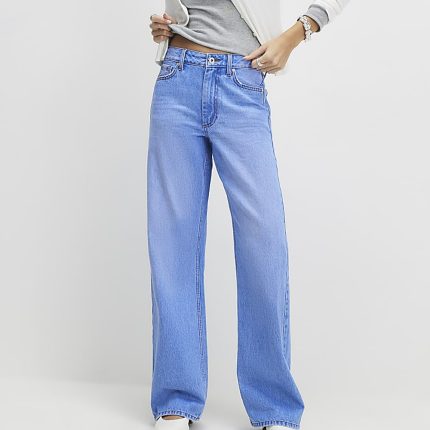Ladies Blue Relaxed Straight Leg Jeans