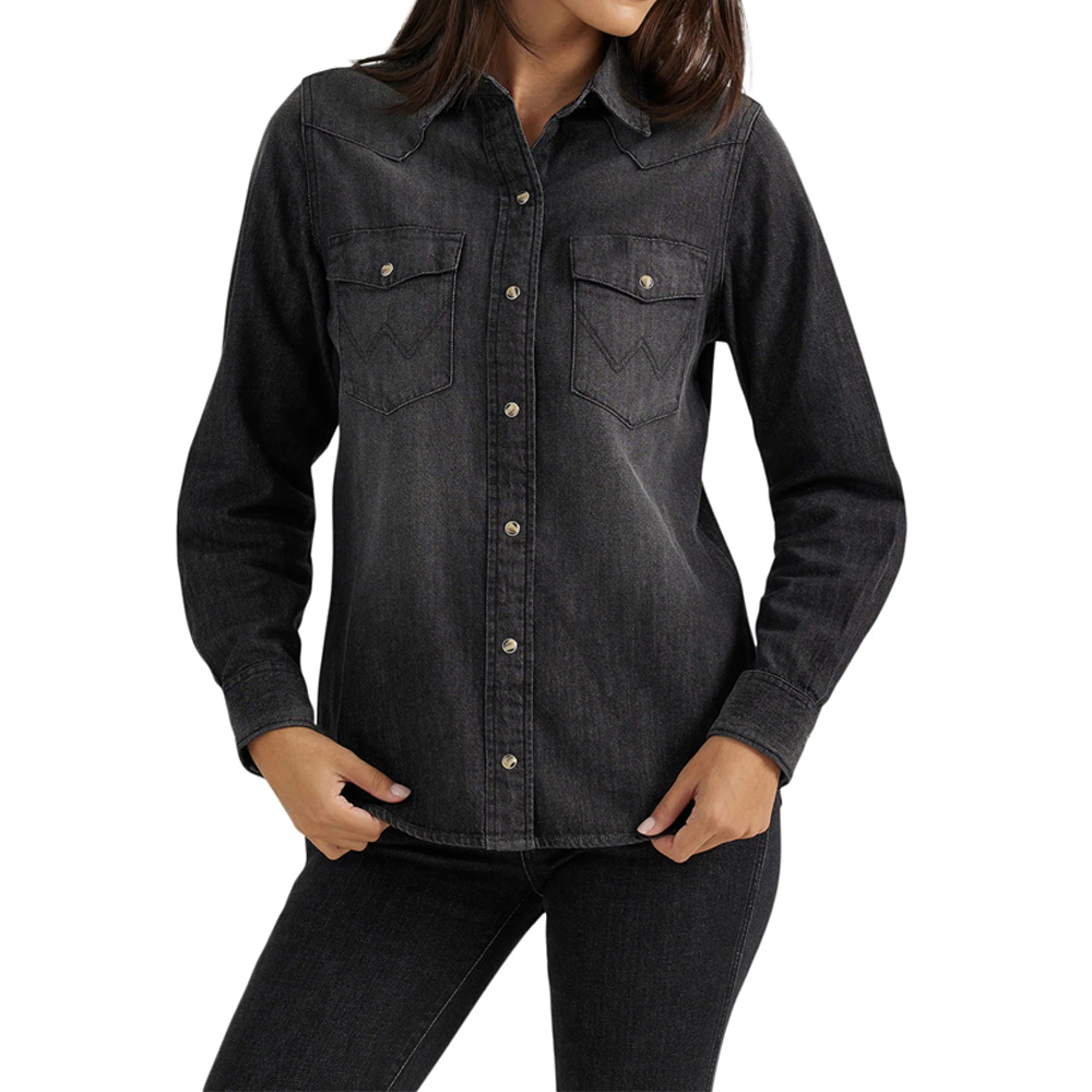 5678 Wrangler Women's Black Denim Shirt - Image 1