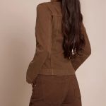 Asymmetric Button Collarless Denim Shirt - Image 2