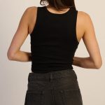 Women's Black Square Neck Tank Top - Image 2