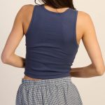 Women's Blue Square Neck Tank Top - Image 2