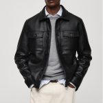 Faux-leather jacket with pockets