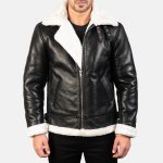 B-3 Black & White Leather Bomber Jacket
