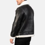 B-3 Black & White Leather Bomber Jacket - Image 2