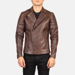 Brown Leather Biker Jacket