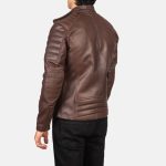 Brown Leather Biker Jacket - Image 2