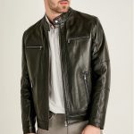 Men's Black Sheepskin Biker Leather Jacket