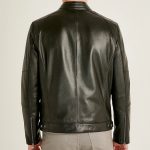 Men's Black Sheepskin Biker Leather Jacket - Image 2