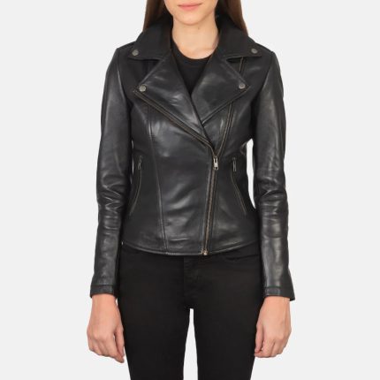 Women Black Leather Biker Jacket
