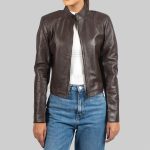 Women’s Dark Brown Leather Biker Jacket