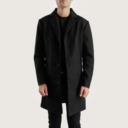 Black Wool Single Breasted Coat