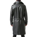 Men Classic Leather Long Trench Coat - Image 2