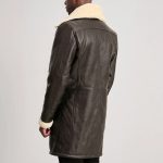 Brown Leather Shearling Double-Breasted Coat - Image 2