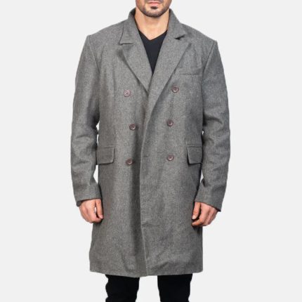 Grey Wool Double Breasted Coat