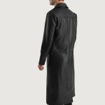 Black Leather Double Breasted Coat - Image 2