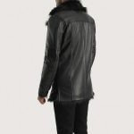 Furcliff Black Leather Coat - Image 2