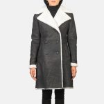 Black Double Breasted Shearling Coat