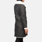 Black Double Breasted Shearling Coat - Image 2