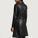 Women Black Leather Trench Coat - Image 2