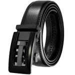 Men's Black Leather Belt Automatic Buckle